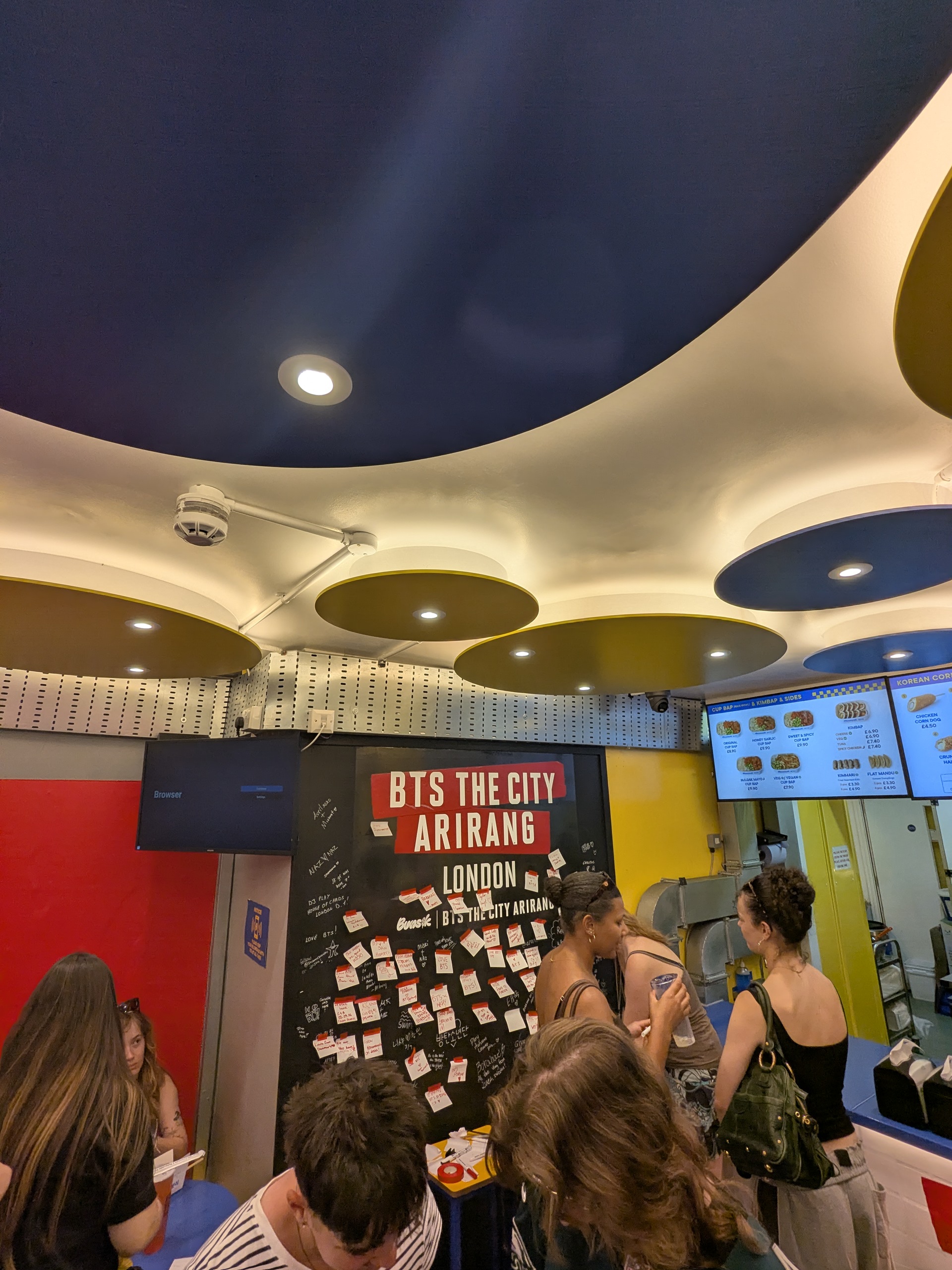 Interior wall with campaign graphics and message board
