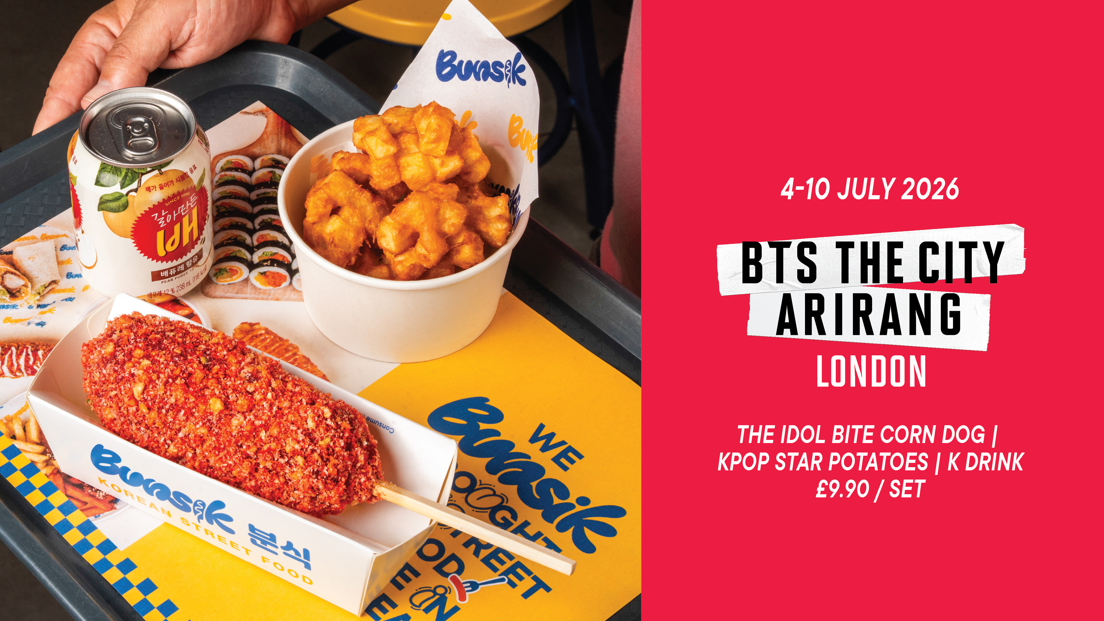 Digital menu screen showing BTS meal