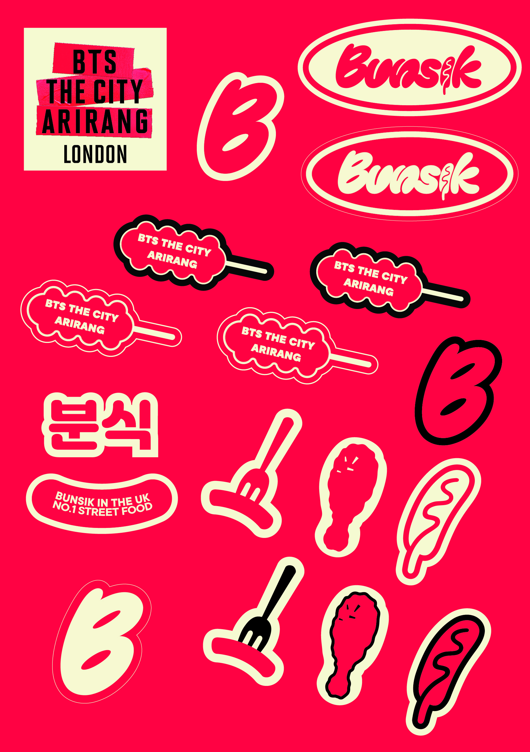Final approved sticker sheet with Bunsik brand elements