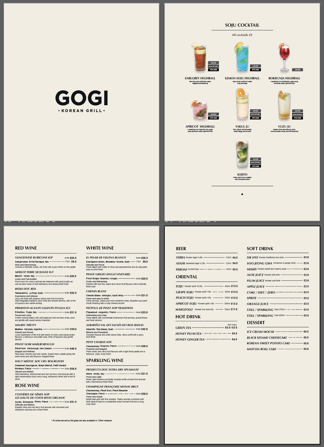Same cocktail selection adapted across different restaurant brands