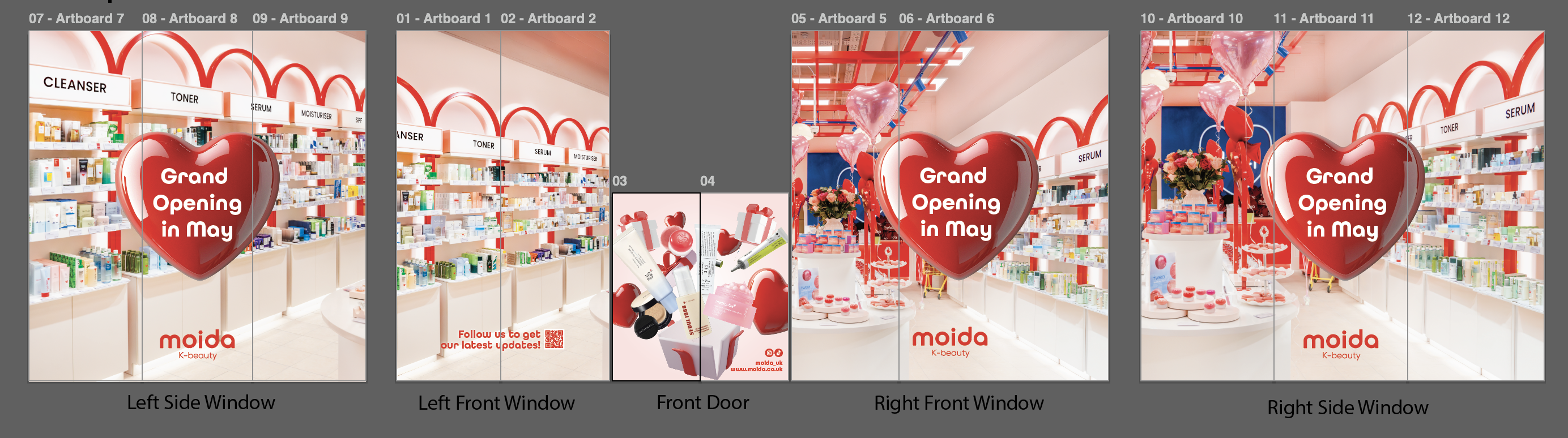 Moida window vinyl artwork prepared using in-house product photography